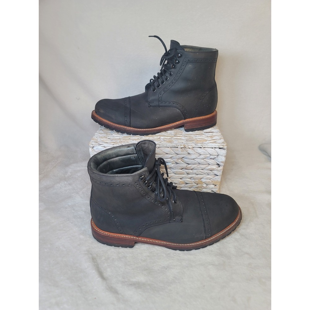 Wilcox Shiloh Black Leather Boots Goodyear Welt Cap Toe Brogue Mens 12  Viking